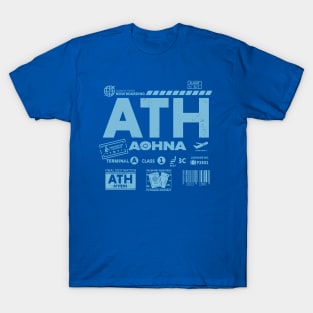 Vintage Athens ATH Airport Code Travel Day Retro Travel Tag T-Shirt